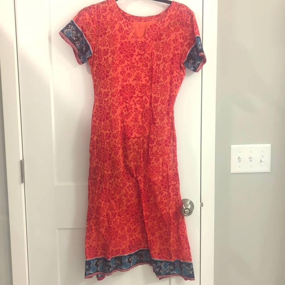 Red Floral Shalwar Kameez Pakistani/Indian casual wear
